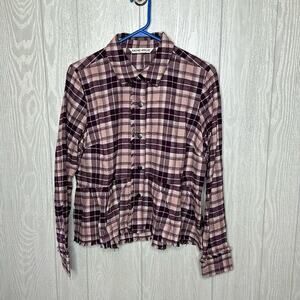 Rachel Hollis plaid pink and purple button down long sleeve‎ shirt size 10